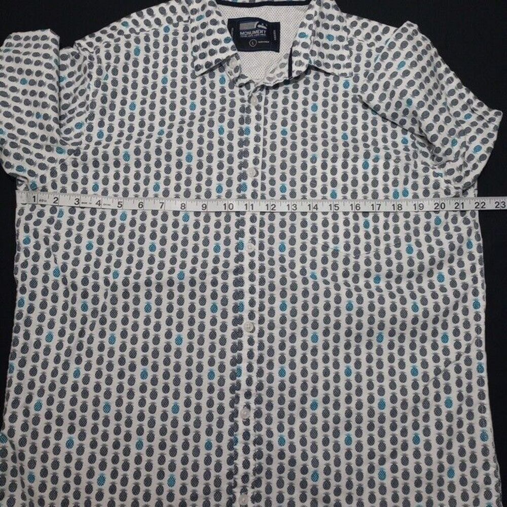 Monument Men's Large Shirt Pineapple Short Sleeve Button Up Hawaiian 100% Cotton - Picture 4 of 6